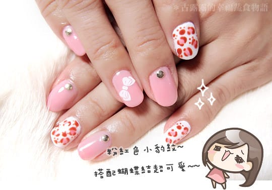 美甲｜光療美甲三款～冬季雪花、粉紅豹紋卡哇伊！席薇雅整體造型